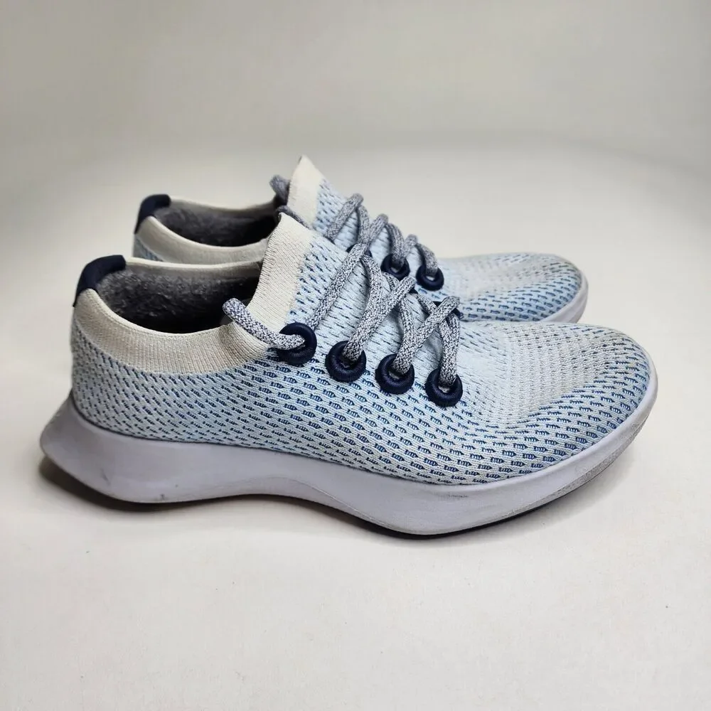 Allbirds TD Tree Dasher‎ White Blue Running Shoes Sneakers Women's Size 8